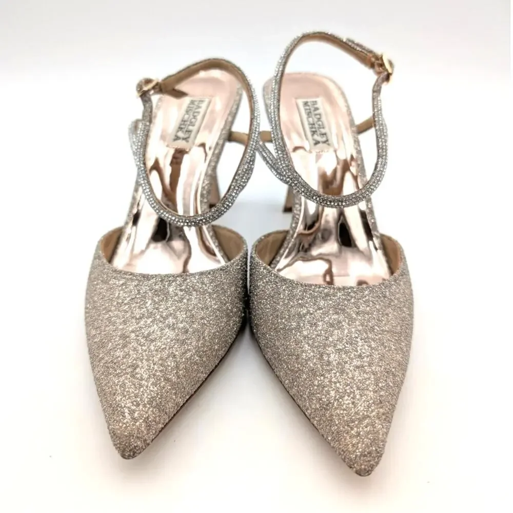 Badgley Mischka Kamilah Women's Gold Pointed Toe Stiletto Heels Size US7 EU38 - Picture 2 of 9